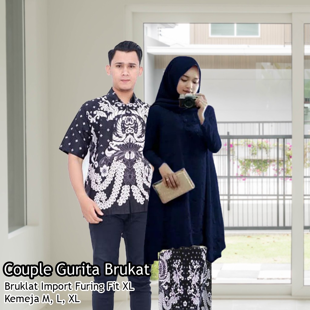 Nayaka Batik _ Couple Batik Brukat 3D Premium Safitri Tunik - Kebaya Wisuda Kekinian Brokat Modern