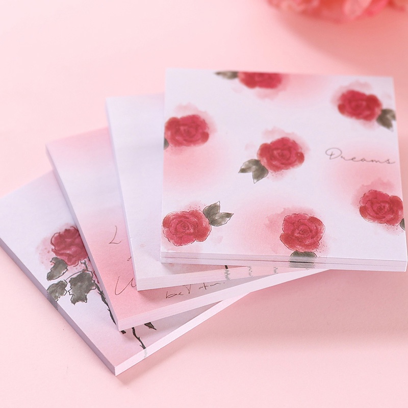 50 Lembar Kertas Memo Sticky Note Motif Bunga Romantis Untuk Pelajar