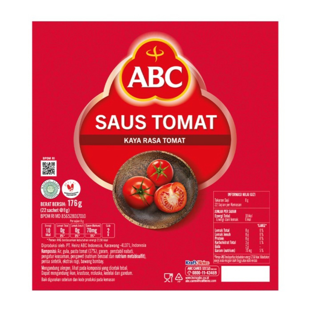 Saus Tomat ABC Sachet Stik per bungkus 176gr isi 8gr x 22 Sachet