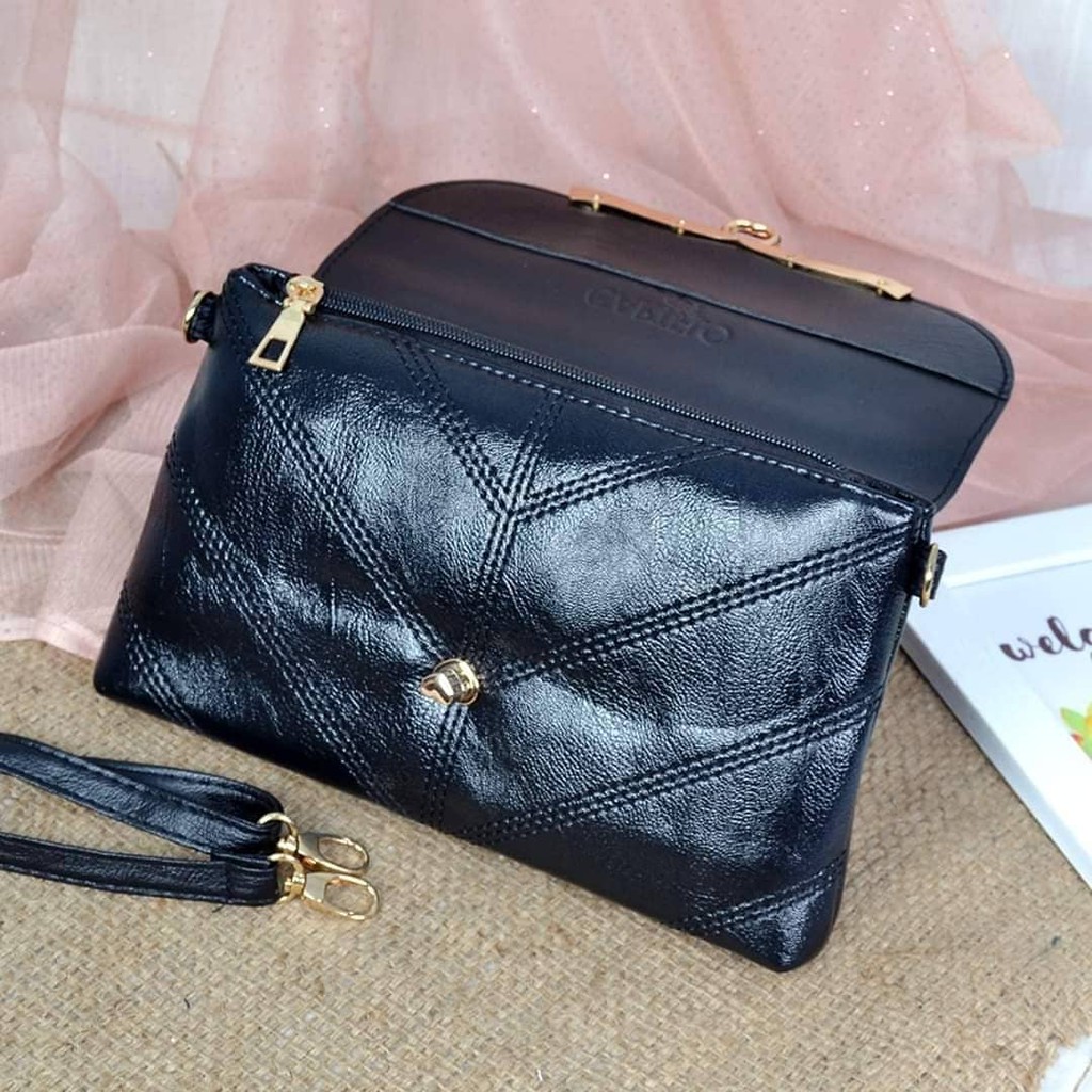 Tas Selempang Embos Cartelo Logo V Wanita Import 6096-2