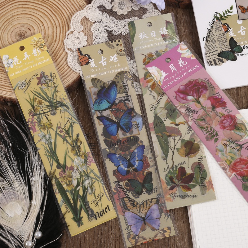 

[HARU] 3pcs Retro Plants & Trees PET Series Sticker Kisscut Vintage Style Stiker Journaling