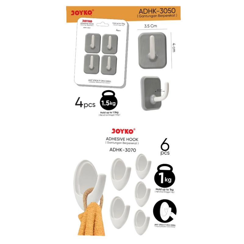 Gantungan Adhesive Hook Tempel Dinding Kait Perekat Joyko ADHK-3050-3070