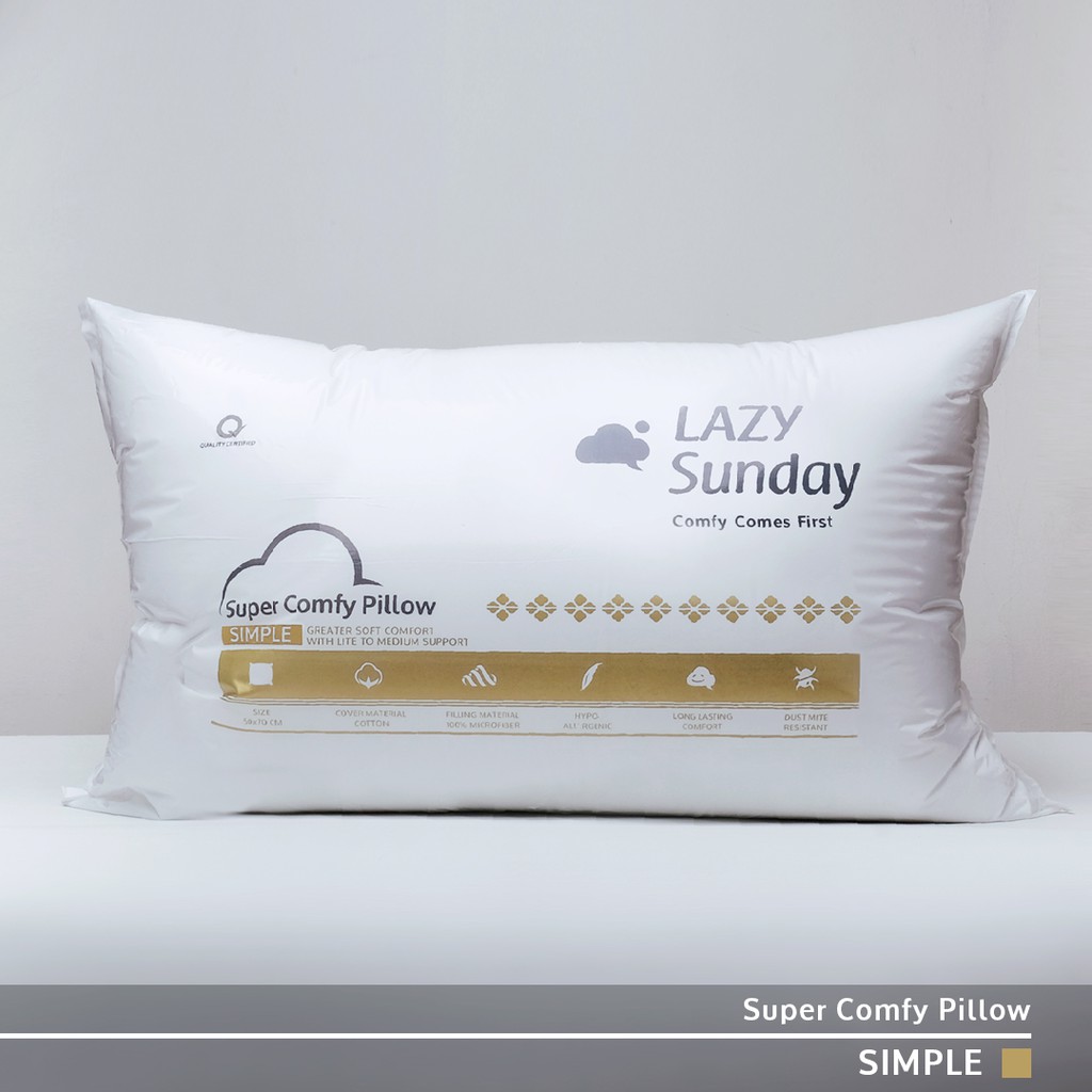 Paket 1 Bantal + 1 Guling - Super Comfy Simple - Microfiber Goose Down - LAZY Sunday