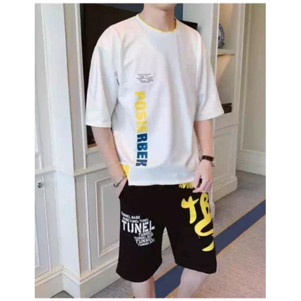 BAJU SET PRIA - STELANA PRIA - BAJU SETELAN PRIA POSIERBEK CS - SET BAJU PRIA - PAKAIAN FASHION PRIA TERBARU - SATU SET BAJU KAOS T SHIRT DAN CELANA PENDEK PRIA