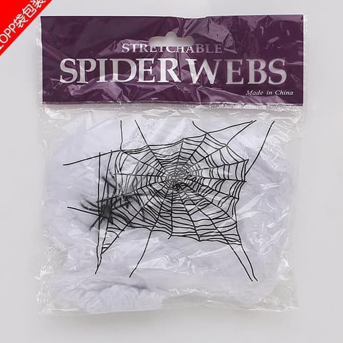 SPWB dekorasi halloween pesta spider web jaring laba-laba