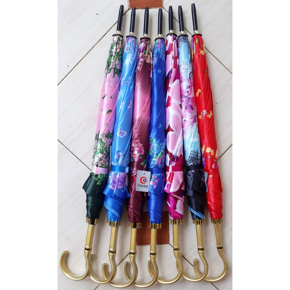 Payung 16Jari Double Kain Bahan Saten Banyak Motif - merk Osaka
