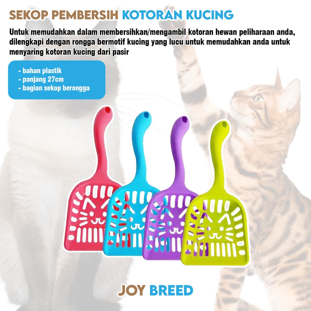 SEKOP PEMBERSIH KOTORAN KUCING SEROKAN PASIR MOTIF KUCING PANJANG | JOY BREED