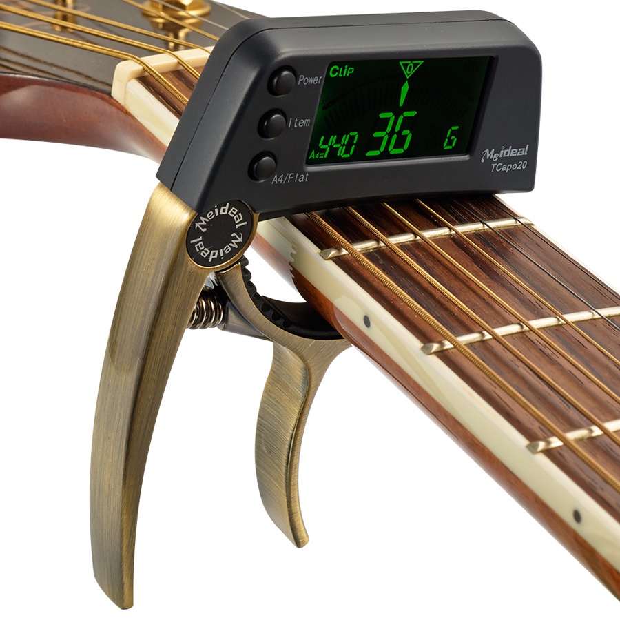 2 IN 1 Capo Tuner Layar LCD Besar 3 Warna Bahan Zinc Alloy Untuk Gitar Bass