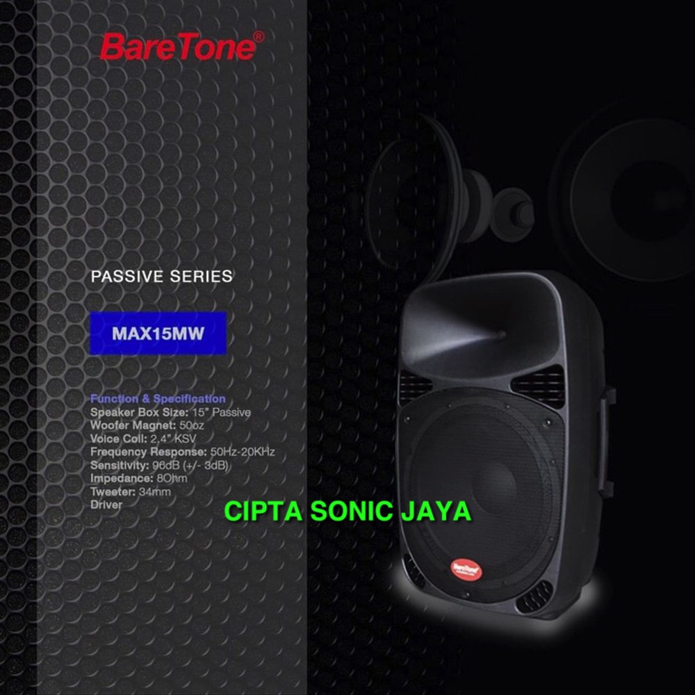 Speaker Pasif Baretone 15 In MAX 15MW Original Garansi Resmi Baretone