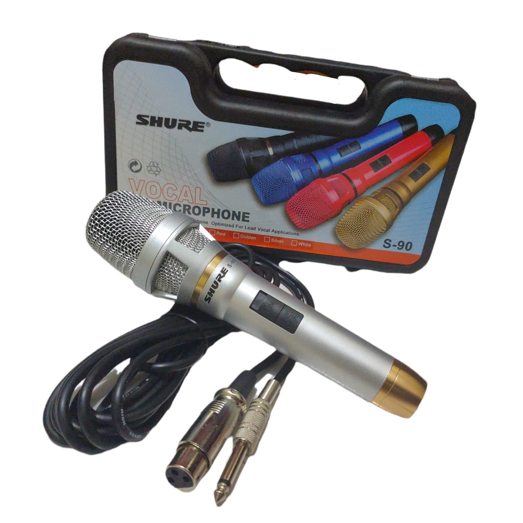 MIC KABEL SHURE S-90 NEW SILVER KARAOKE MICROPHONE MIC MURAH BERKUALITAS