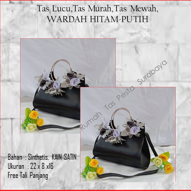 Tas Satin,Tas Clutch,Tas Seserahan,WARDAH HITAM-PUTIH