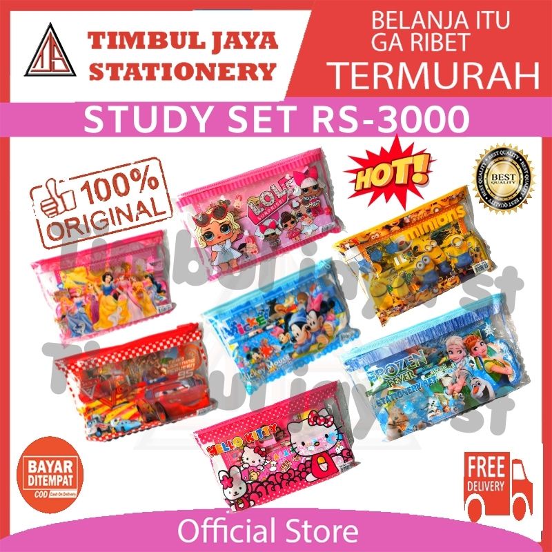 Paket alat tulis lengkap anak sekolah aesthetic Study set anak alat tulis Stationery set mika kaleng