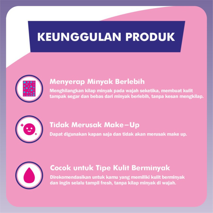 Clean &amp; Clear | Oil Control Film - Pink (50 sheet) | Kertas Minyak | Kertas Penyerap Minyak Wajah