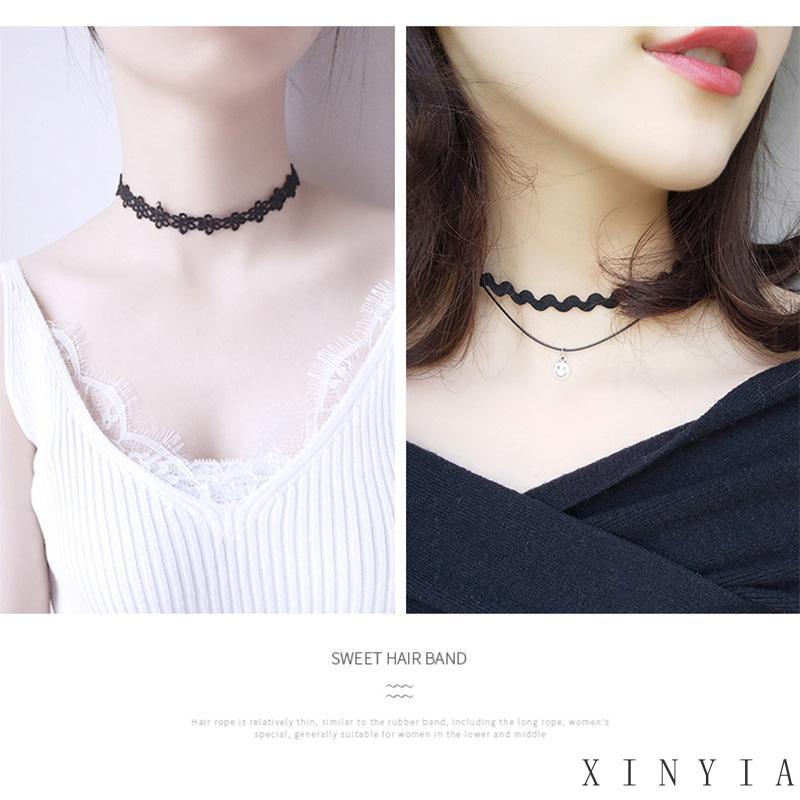 Kalung Bahan Kulit Velvet Model Hollow Gaya Vintage Gothic Untuk Wanita