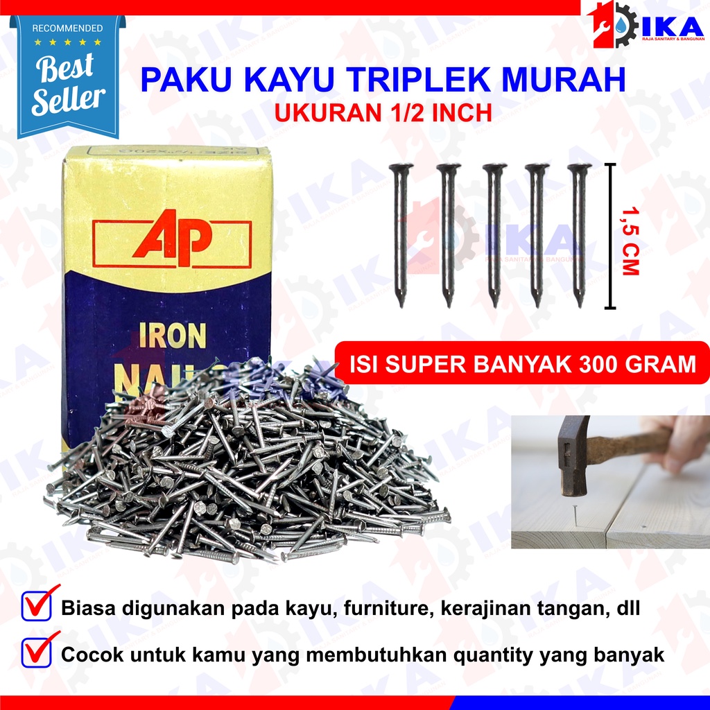 PAKU TRIPLEK 1/2&quot; MERK POWER AP TRIPLEX JARUM PAKU KACA IRON PANEL PINS