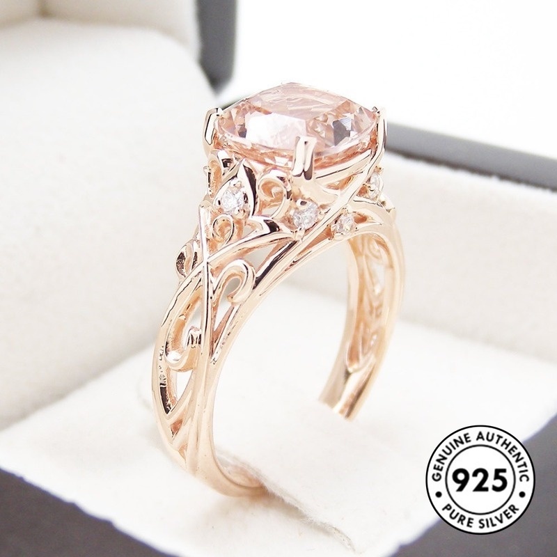 Cincin Berlian Champagne Bahan 925 Sterling Silver