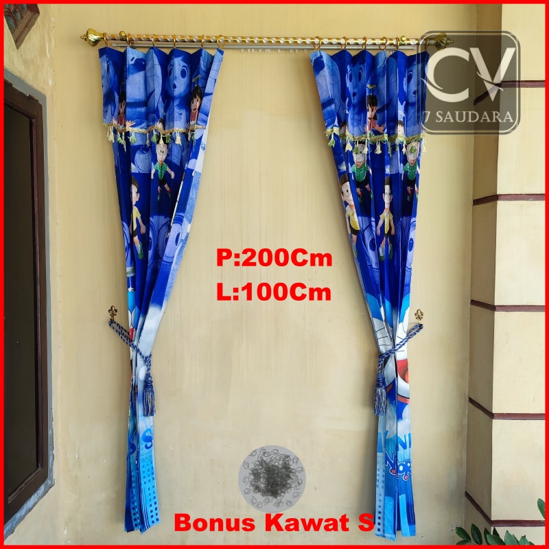 Ukuran L100cm X P200cm Gorden Doraemon Hello Kitty Helo Kiti Keropi Keroppi Aneka Motif Karakter Kar