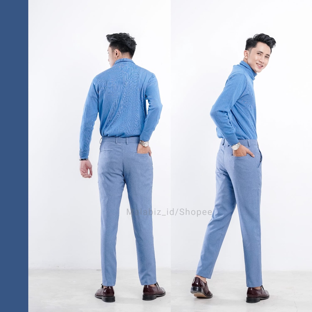 SEVEN SEAS - Celana Formal Modern Slim Fit Untuk Cassual dan Bisnis Warna Soft Blue