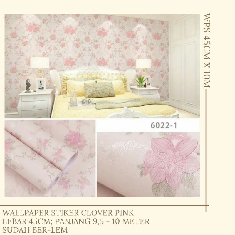 (READY SEMARANG) WALLPAPER DINDING MOTIF BUNGA CLOVER 45cm x 10m