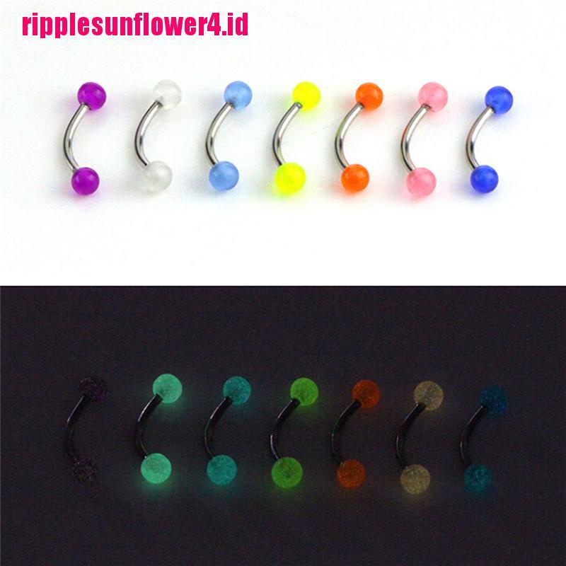 7pcs / Set Cincin Tindik Alis Bentuk Bola Barbel Glow In The Dark