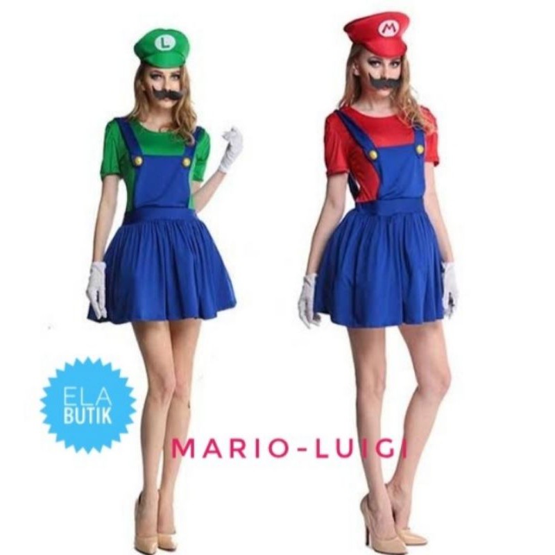 Kostum mario dewasa-mario bros-super mario-kostum halloween- princess peach