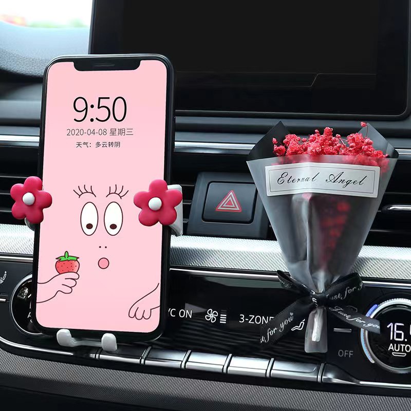 Bracket Holder Handphone / Navigasi Motif Kartun Bunga Lucu Untuk Mobil