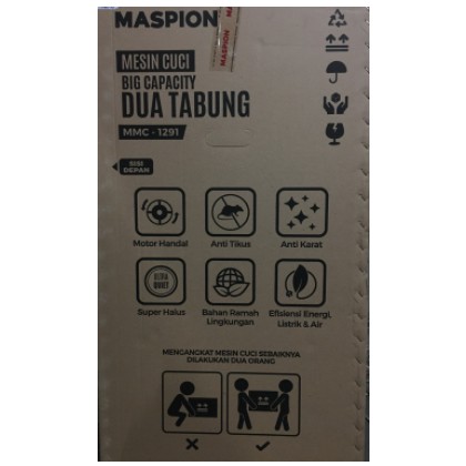 Maspion Mesin Cuci 2 Tabung 9 Kg Big Capacity MMC-1291 MMC 1921 Turbo Dry