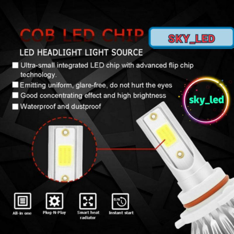 SKY_LED Lampu Led Mobil Headlight 1 pcs Lampu Utama C6 H1 H4 H7 H11 9005