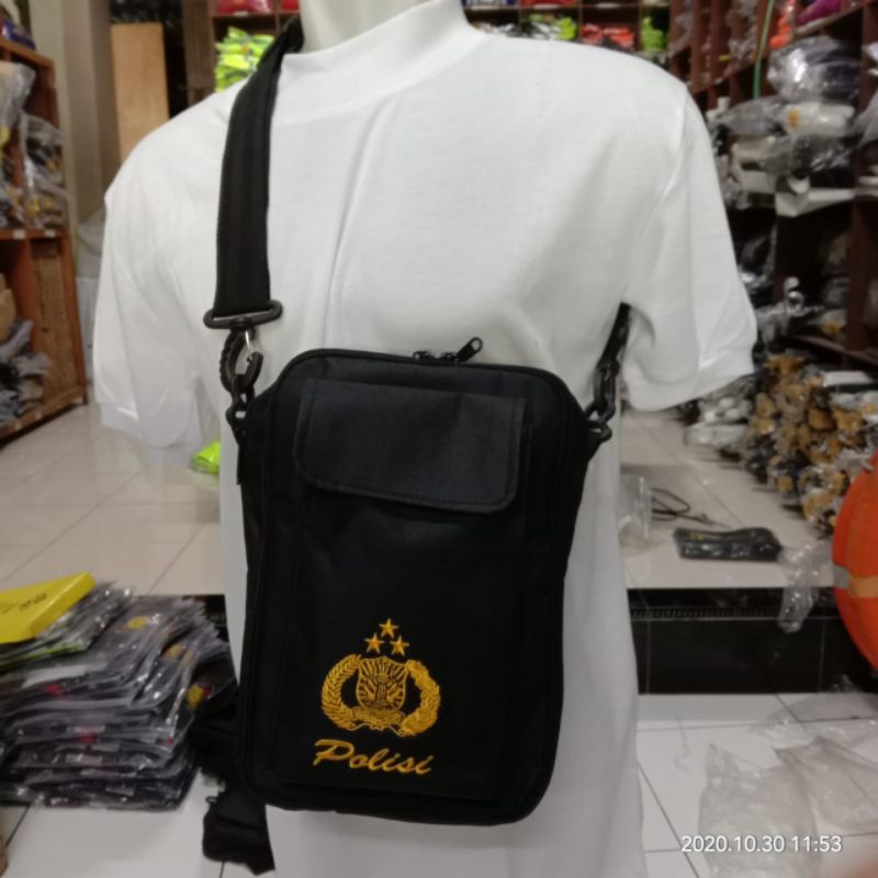 tas Intel POLISI  / tas Pria logo POLISI / tas slempang Kotak POLISI