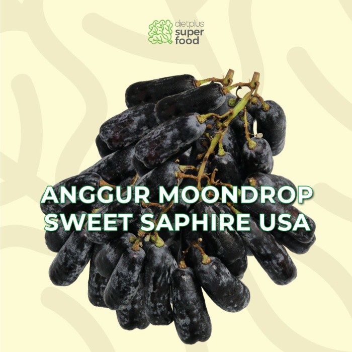 

Anggur Moondrop Sweet Saphire USA Seedless / Non-biji Manis Segar 1000 gr / 1 kg Dietplus Superfood