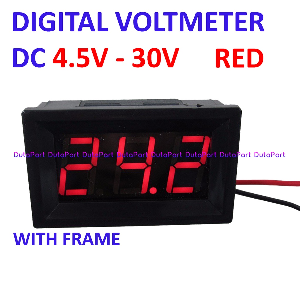 Digital Voltmeter DC 4.5V-30V 0.56&quot; Red Merah 2 Wire Frame Volt Meter