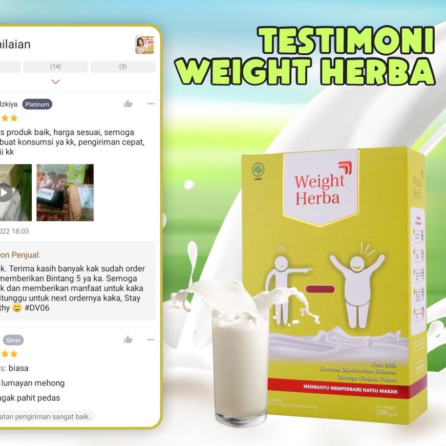 

Kekinian Weight Herba Susu Etawa - Penambah Penggemuk Berat Badan Signifikan Peningkat Nafsu Makan & Terapi Kadar Gula Darah Normal