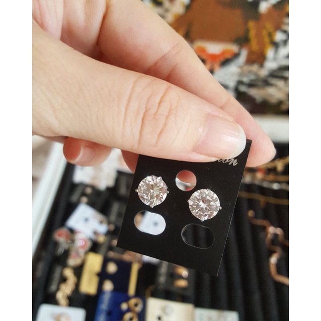 Anting Titanium Anti Karat Permata Satu Anting Wanita Xupblink Jewelry