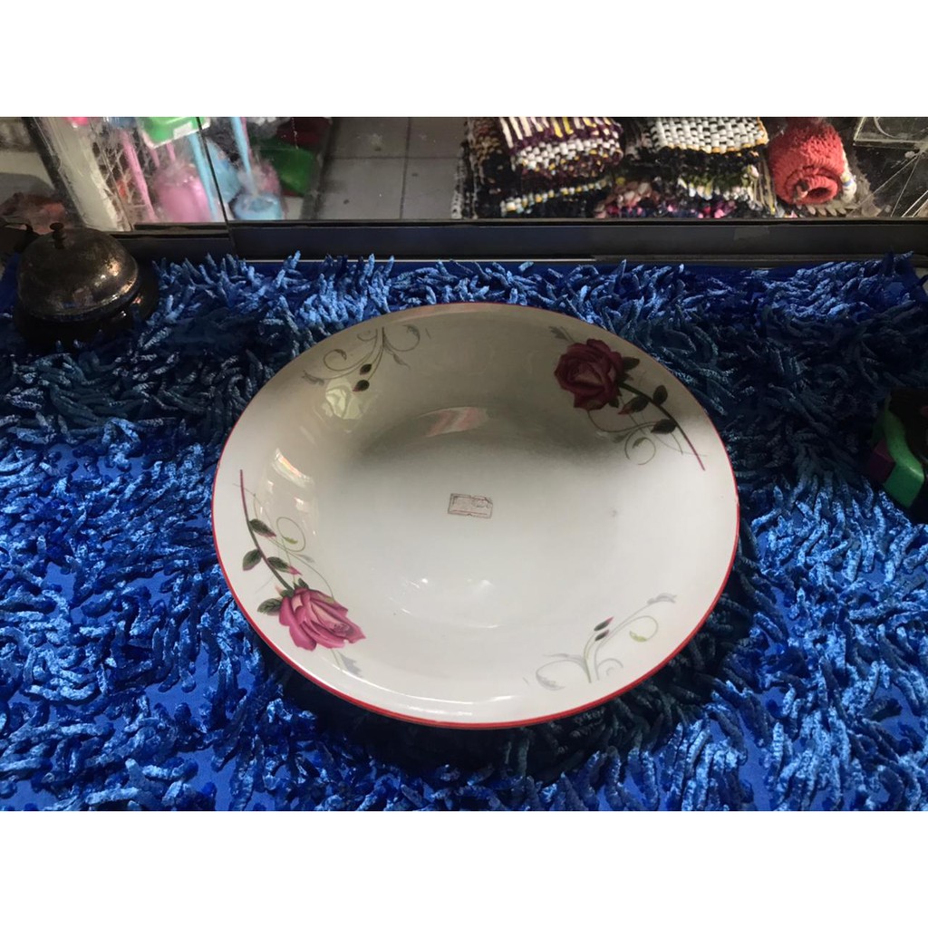 Piring makan keramik motif bunga samping - Piring makan cantik