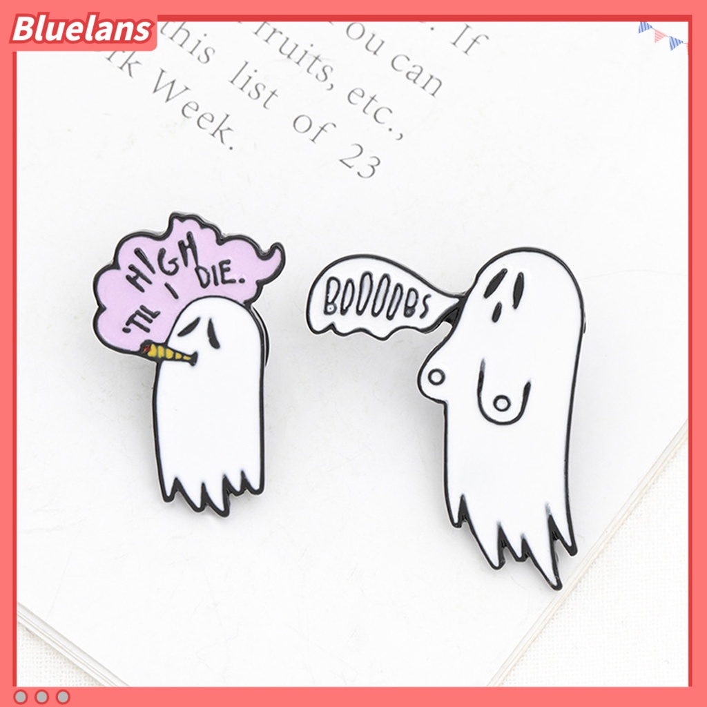 Bros Pin Bentuk Hantu Halloween Bahan Alloy Untuk Dekorasi Kerah