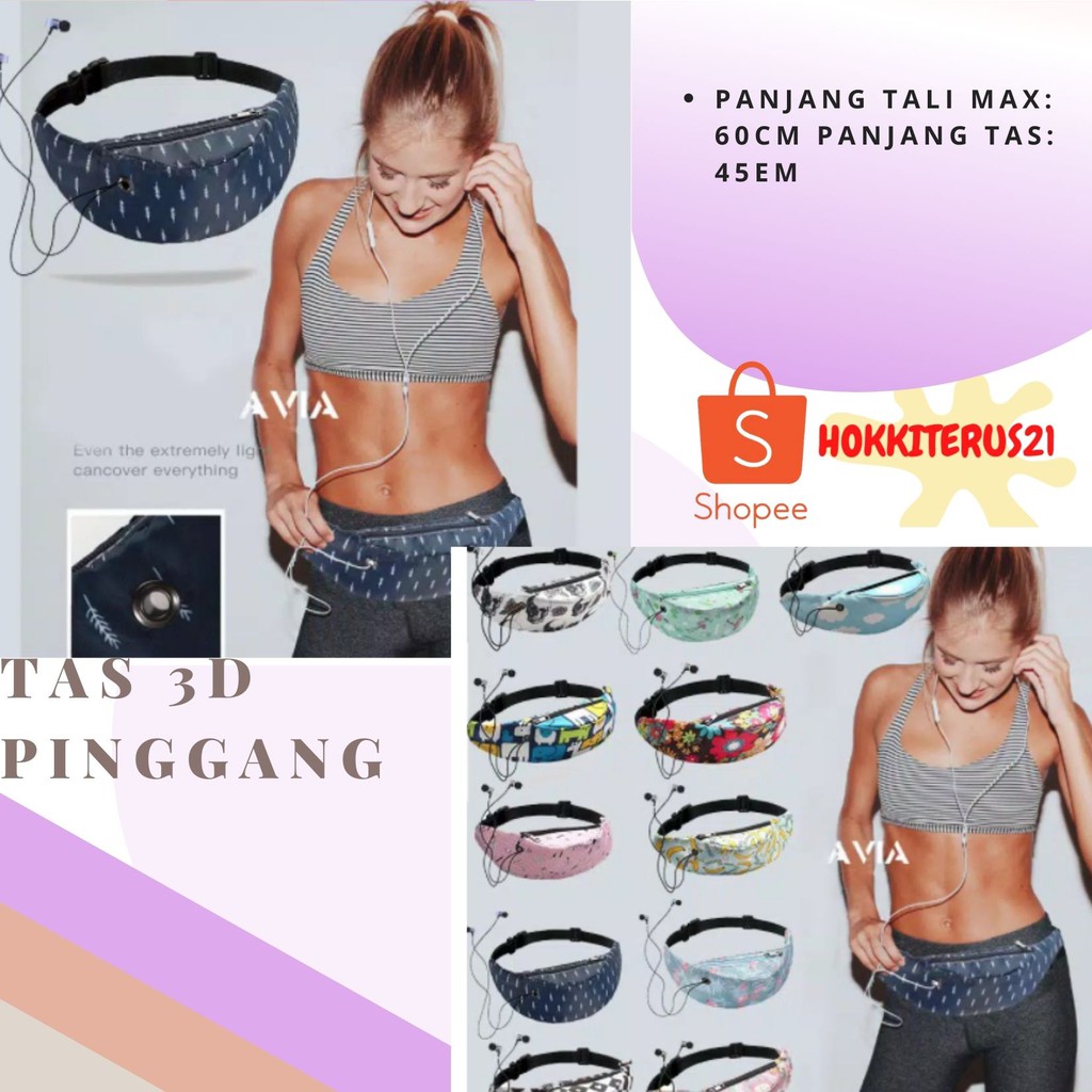 HOKKITERUS21 Tas 3d pinggang / dada unisex holder handsfree travel olahraga lari jalan gym running a