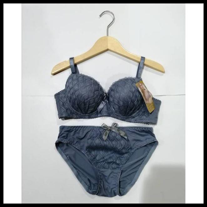 Push Up Bra / Bh Set + Cd Bing 690 Cup 32A-38A Kawat - Abu-Abu, 32