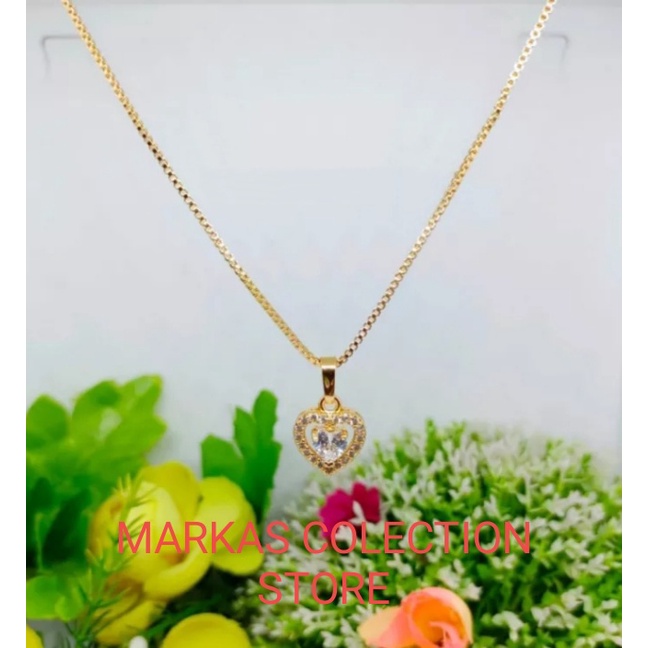 kalung wanita titanium anti karat liontin love aksesoris fashion kalung pengganti perhiasan emas