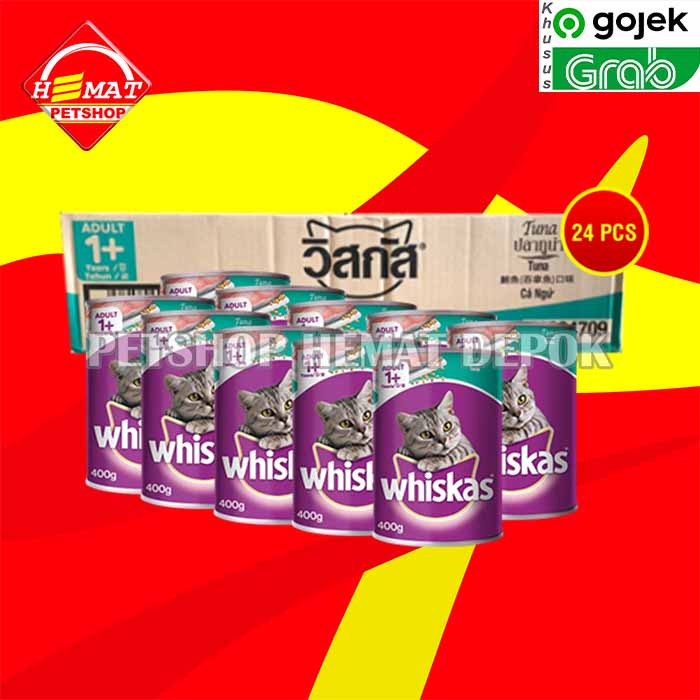 GOSEN Makanan Kucing Whiskas Kaleng Wetfod Grosir Dus Isi 24 PCS 400GR