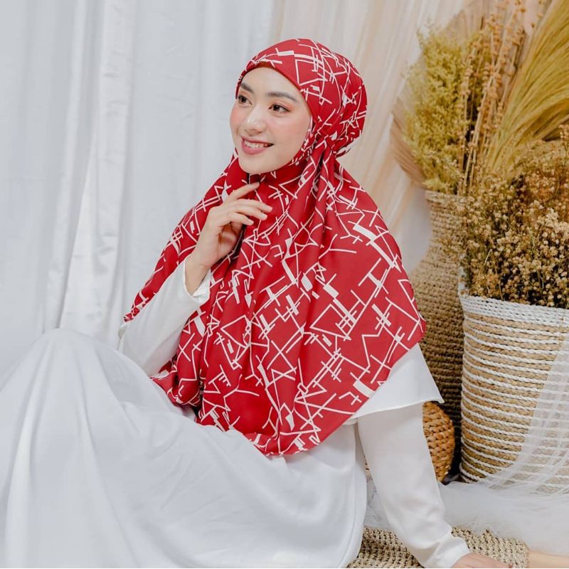 Hijab Bergo Tali Bermotif