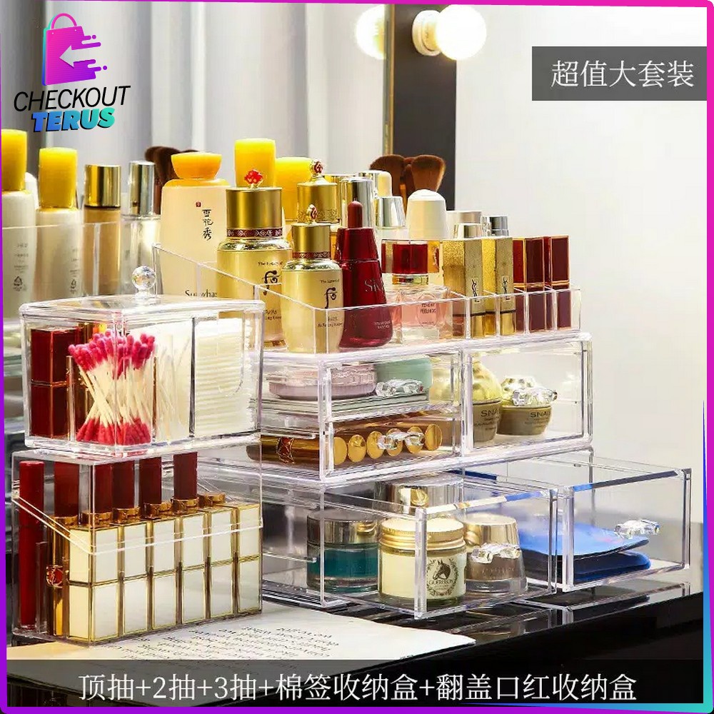 CT K12 Kotak Make Up dengan Laci Acrylic Serbaguna Storage Box Cosmetic Tempat Penyimpanan Makeup Rak Kosmetik Organizer