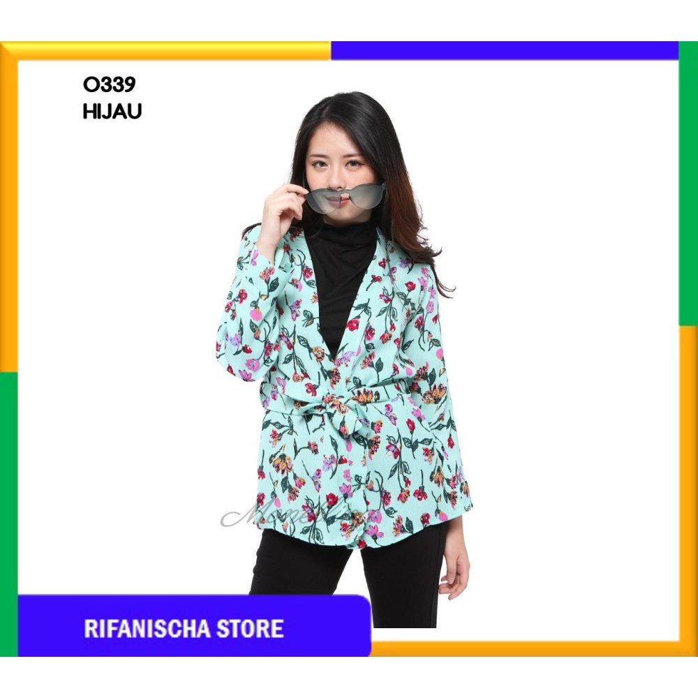 Rf Blouse Murah Model Kimono Wanita Lengan Panjang Kekinian D 0339 (MF)