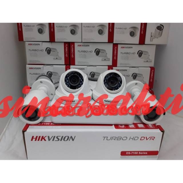 PROMO PAKET CAMERA CCTV 2MP HIKVISION 4 CAMERA TURBO HD ( KOMPLIT TINGGAL PASANG )OROGINAL