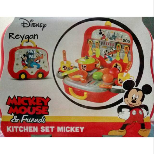 Mainan koper masak masakan karakter Mickey mouse