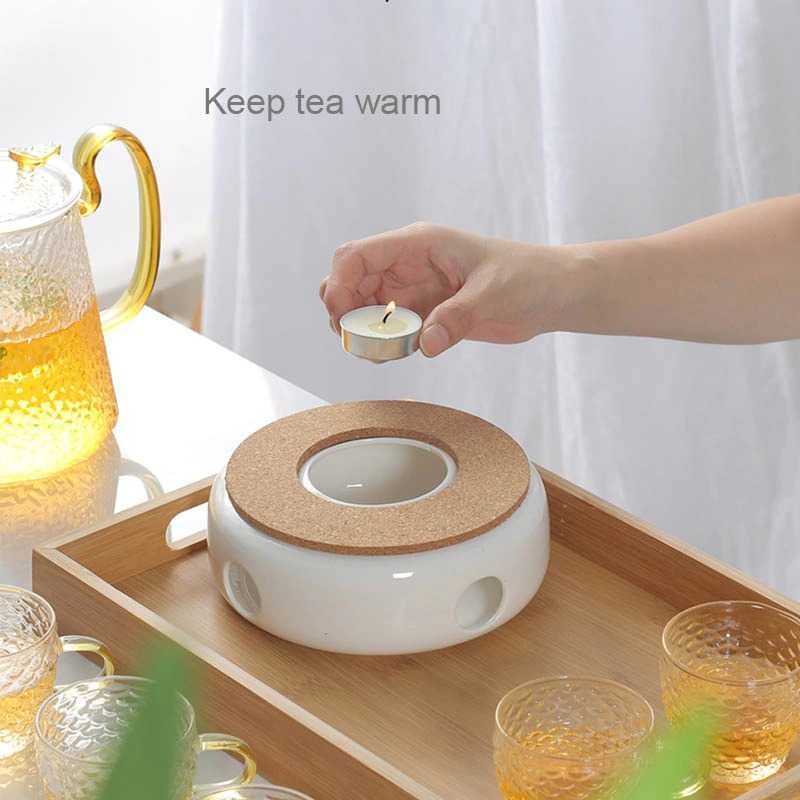 Tatakan Pemanas Teko Teh Kopi Teapot Warmer Ceramic Putih 4