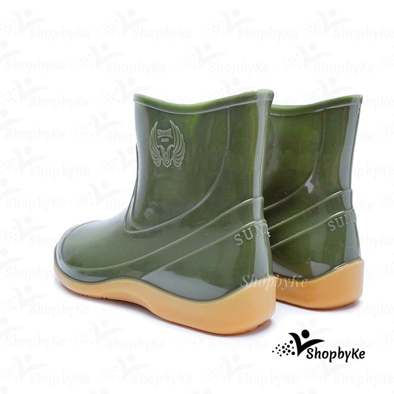 Sepatu Boot Karet Pendek Sunter Relax Hijau Glossy Mengkilap