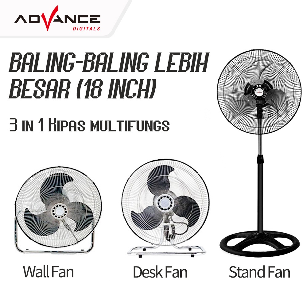 Kipas Angin ADVANCE TDS-18 18inch Fan Multifungsi 3in1 | Garansi Resmi Advance 1 Tahun