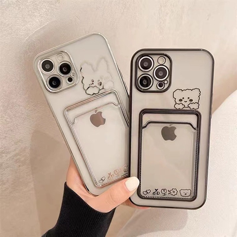Soft Case TPU Transparan Shockproof Anti Jatuh Dengan Slot Kartu Untuk iPhone 13 12 11 Pro Max X Xr Xs Max 8 7 6 6S Plus SE 2020