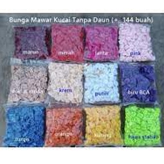 Bunga Kucai Tanpa Daun/Aplikasi Bunga Satin Rose Kecil Isi 144 Buah