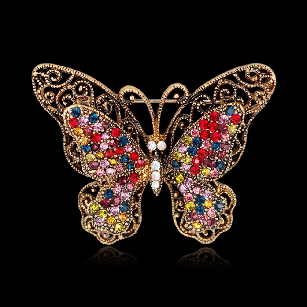 (AdornmentNo1) Bros / Pin Butterfly Kristal Mewah Untuk Aksesoris Pakaian (ID)